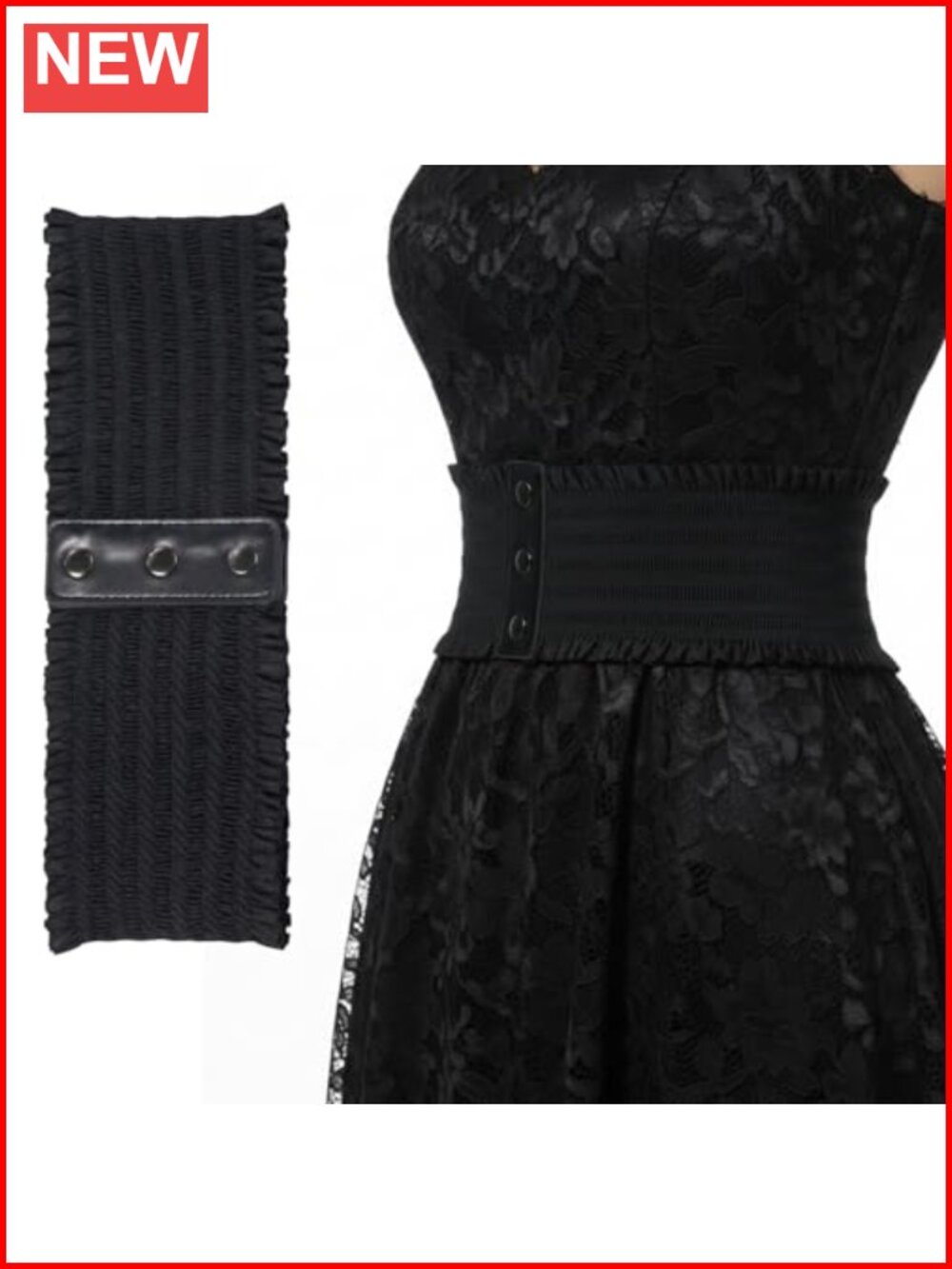 Wide Elastic Waist Belt Snap Fastener Stretchy Thick Dress Belt